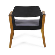 Set of two Noble House Soho outdoor club chairs with teak frames and cushions, perfect for transitional style outdoor seating.