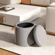 Brandy - Round Upholstered Storage Ottoman With Accent - R&R Furniture Gallery (Fountain Valley, CA)