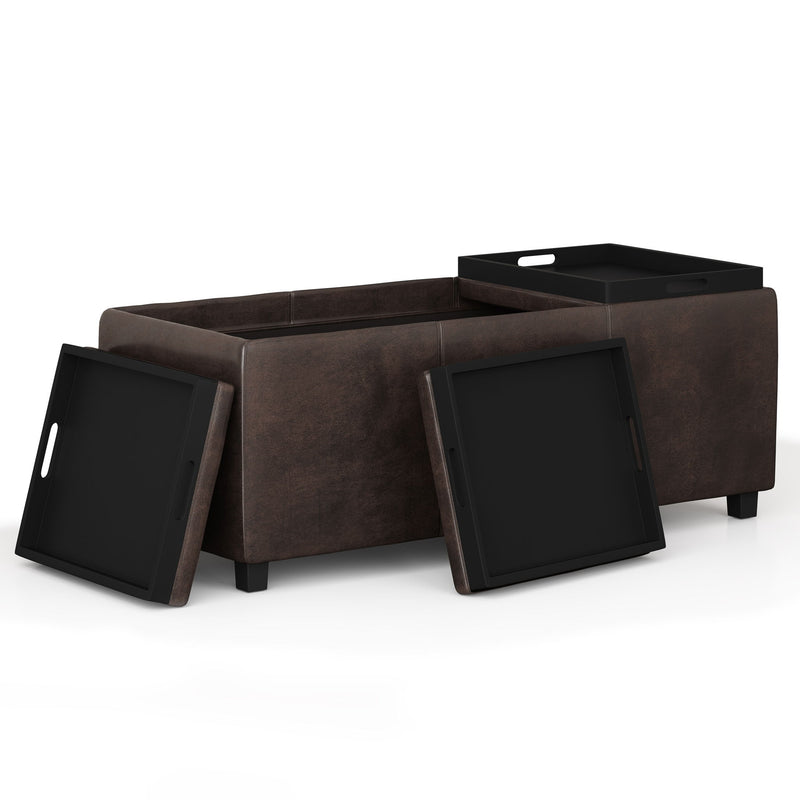Avalon - Storage Ottoman - Distressed Brown - R&R Furniture Gallery (Fountain Valley, CA)