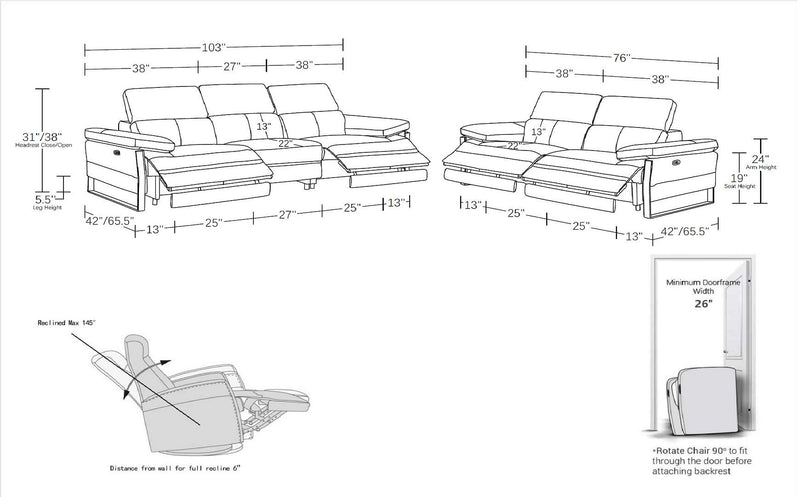 1246 - Modular Power Dual Reclining Sofa And Loveseat Set With Power Headrests