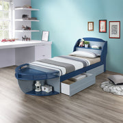 Neptune II - Twin Bed - Gray / Navy - R&R Furniture Gallery (Fountain Valley, CA)