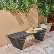 Gloaming - Outdoor Bench With Slat Design And Triangular Base - R&R Furniture Gallery (Fountain Valley, CA)
