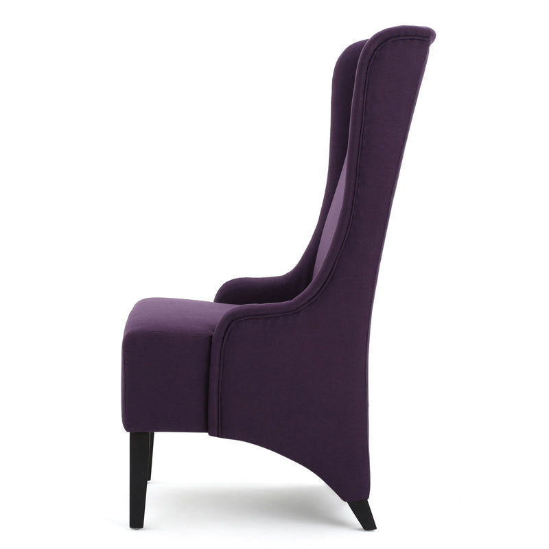 Fabric Dining Chair With High Back And Birch Wood Legs - Plum - R&R Furniture Gallery (Fountain Valley, CA)