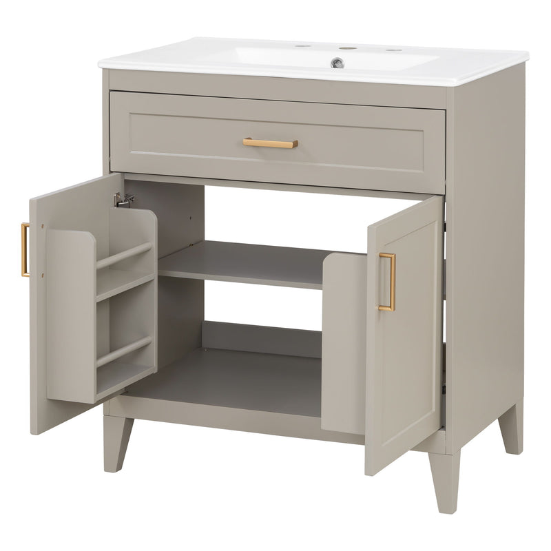 Bathroom Vanity With Sink Top, Adjustable Shelf, Door Organizers