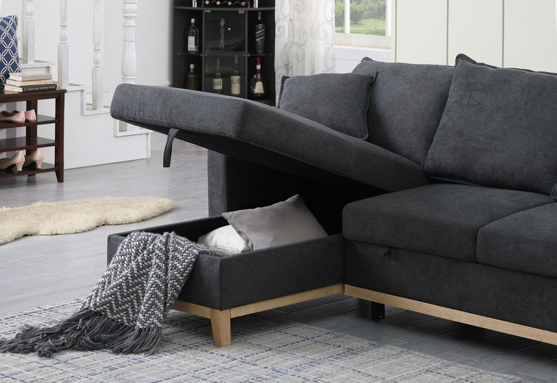 Colton - Reversible Sleeper Sectional Sofa With Storage Chaise - Dark Gray - R&R Furniture Gallery (Fountain Valley, CA)