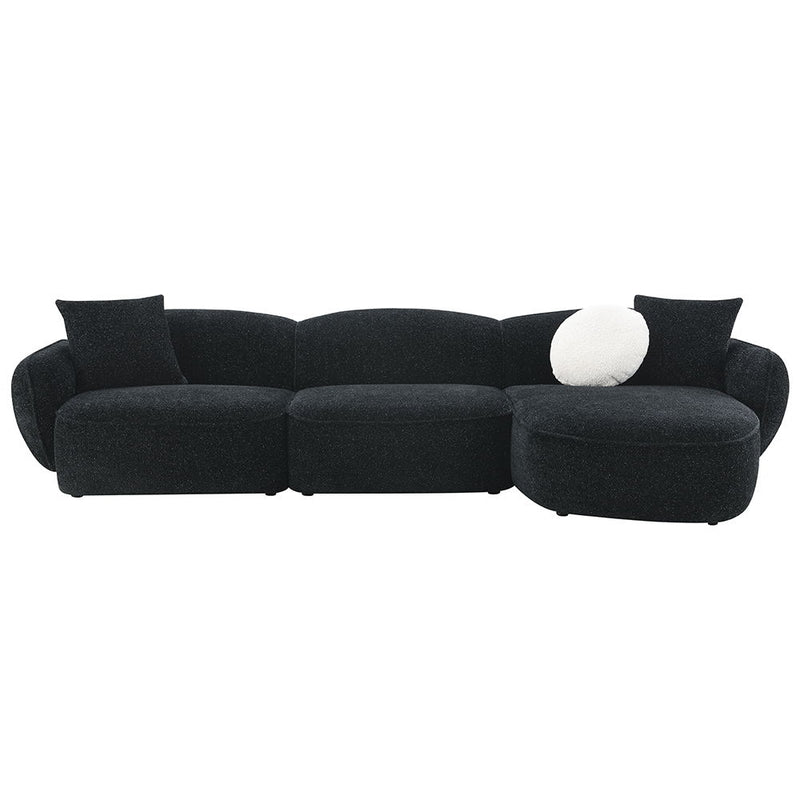 Lucifer - Sectional Sofa With 3 Pillows - Black Shimmer Chenille - R&R Furniture Gallery (Fountain Valley, CA)