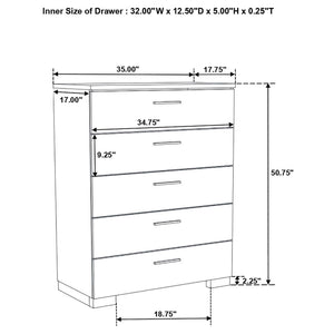 Dulcey - 5 Drawer Bedroom Chest - White