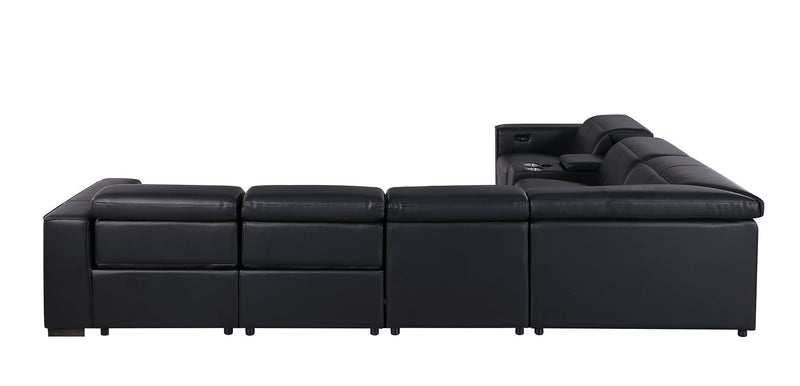 1208 - 7 Piece L-Shaped Leather Reclining Sectional With 3 Power Recliners