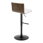 Lumi Source Mason contemporary adjustable barstools with swivel, straight T footrest, set of 2, featuring modern design and wooden accents.