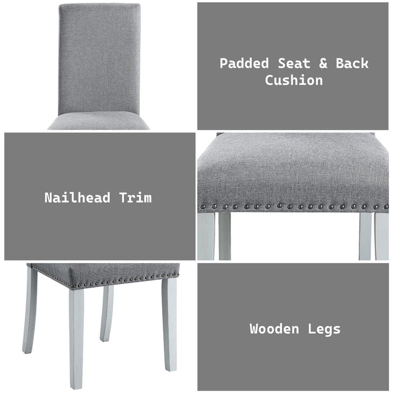 Lanton - Side Chair (Set of 2) - Gray Linen & Antique White - R&R Furniture Gallery (Fountain Valley, CA)