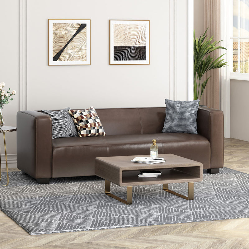 Noble House contemporary 3-seater sofa with tuxedo design, stationary upholstery, and sleek modern style.