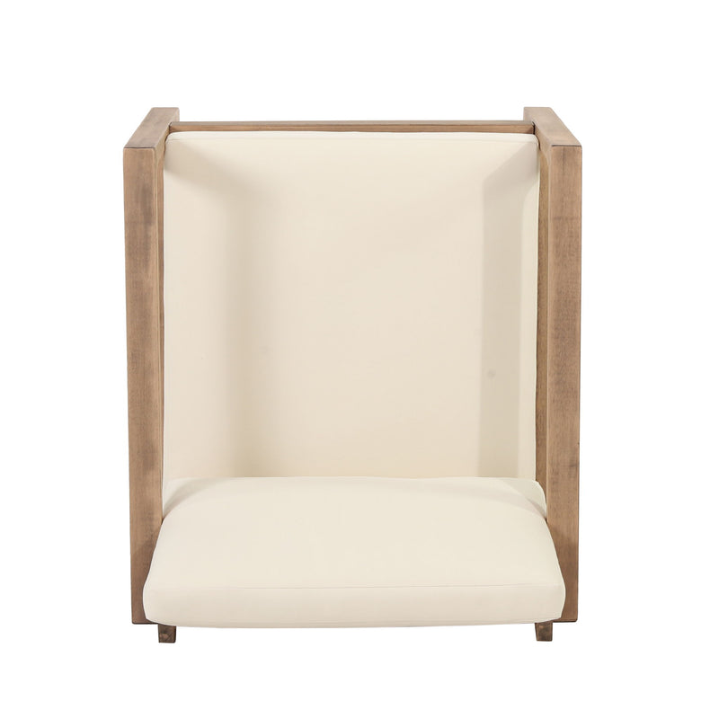 Outdoor Acacia Wood Patio Club Chair, Wood Patio Furniture, Waterproof Thick Cushion Deep Seating For Porch - Brown Wash / Beige