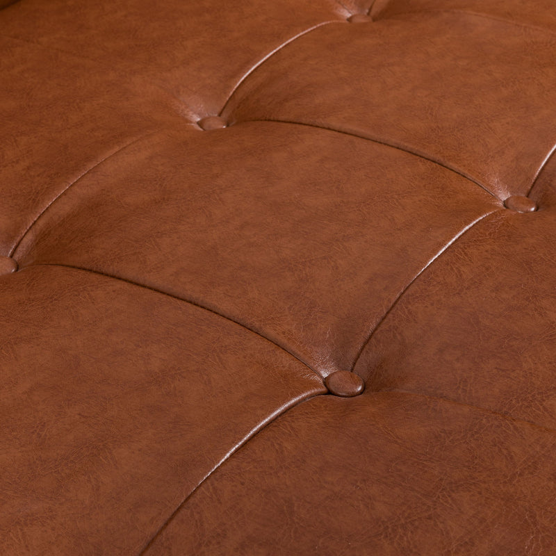 Adelaide - Mid Century Modern Tufted Sofa With Rolled Accent Pillows - Light Brown - R&R Furniture Gallery (Fountain Valley, CA)