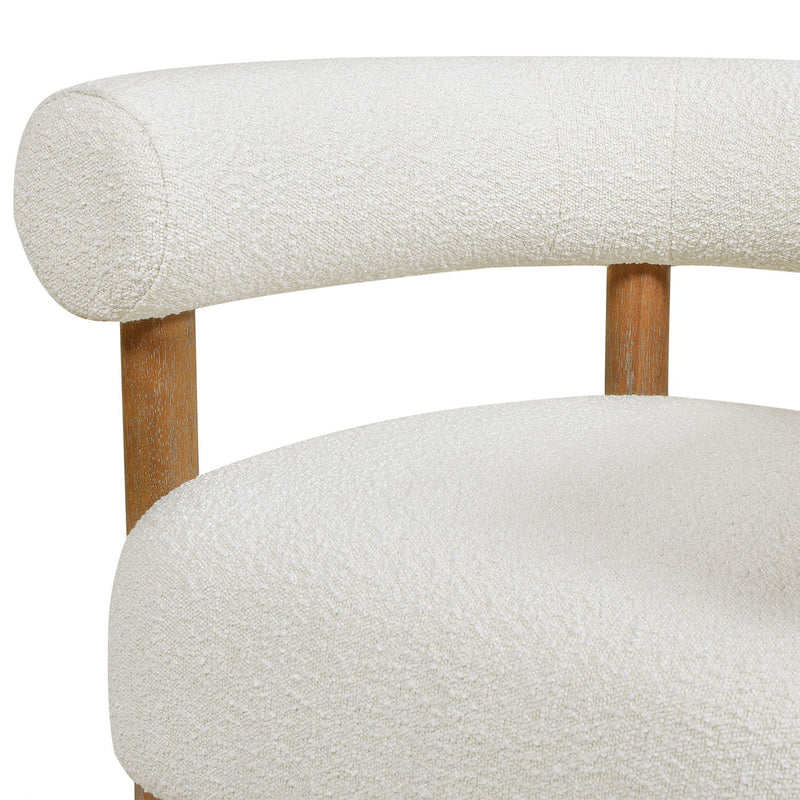 Fuji - Mid Century Modern Barrel Accent Arm Chair - Ivory White - R&R Furniture Gallery (Fountain Valley, CA)