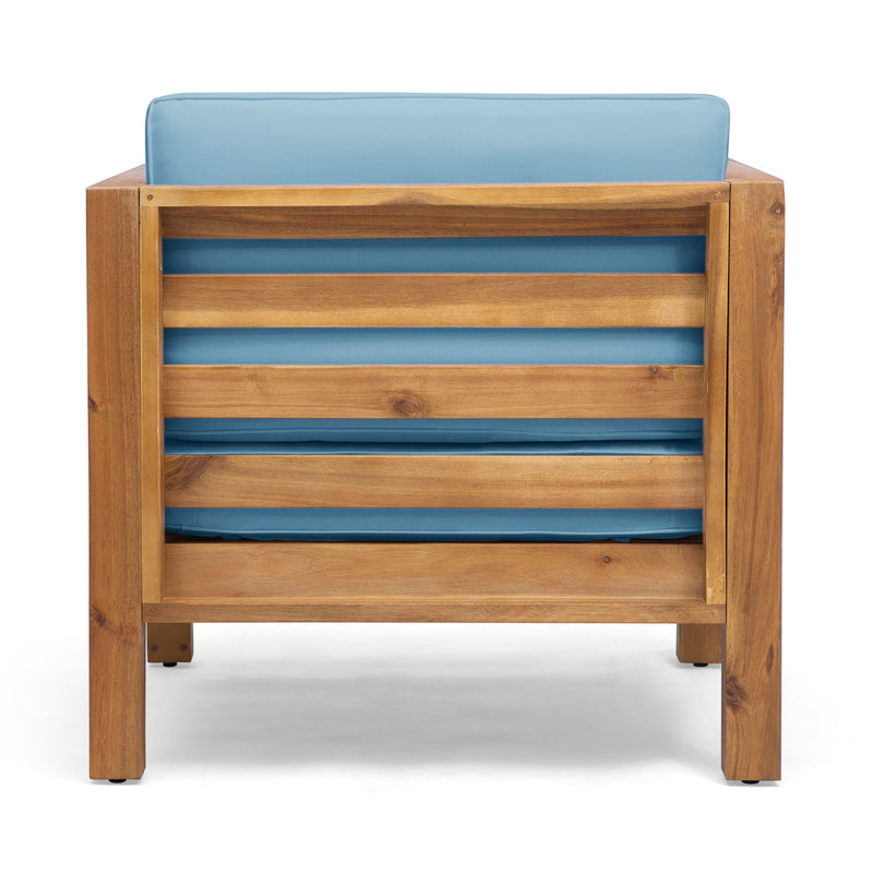 Outdoor Acacia Wood Patio Chair With Fabric Cushion - R&R Furniture Gallery (Fountain Valley, CA)