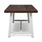 Outdoor dining table with wooden frame and slat top from Noble House Equilibrium collection, perfect for patio or garden spaces.