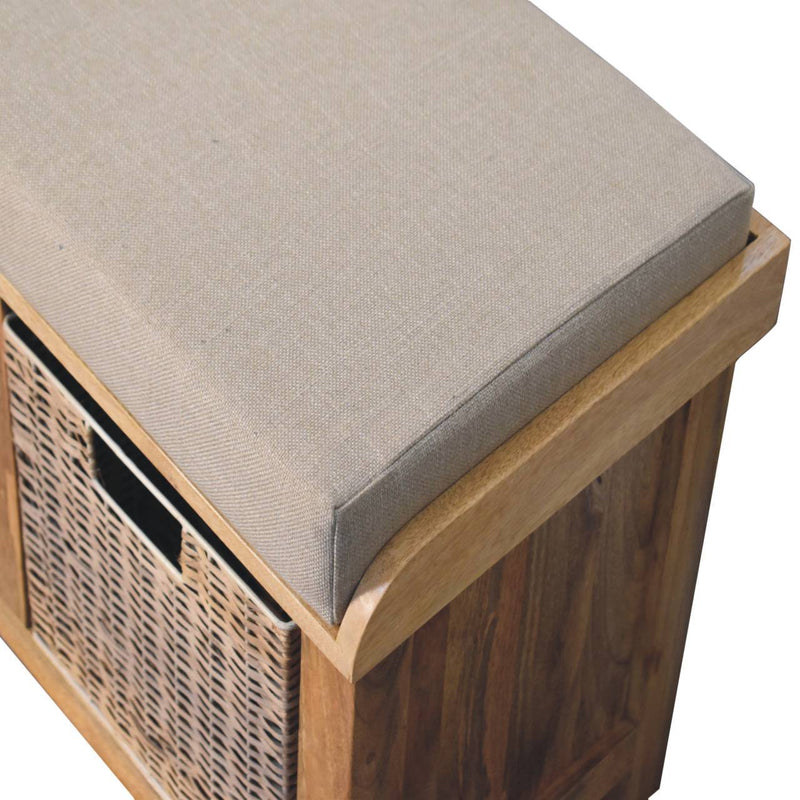 Rattan Basket Linen Bench - Brown - R&R Furniture Gallery (Fountain Valley, CA)