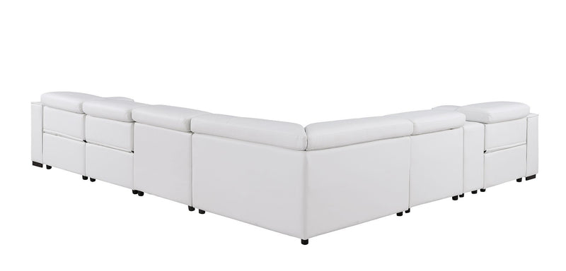 1208 - 7 Piece L-Shaped Leather Reclining Sectional With 3 Power Recliners
