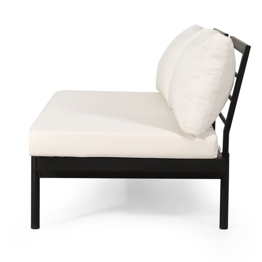 Noble House Theo 2 Seater Sofa in neutral fabric with plush cushions and wooden legs, stylish and comfortable living room furniture