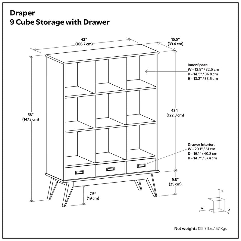 Draper - 9 Cube Storage With Drawers - Brown - R&R Furniture Gallery (Fountain Valley, CA)
