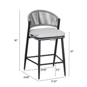 Outdoor 26" Counter Height Metal Frame Counter Stools With Scallop Shaped Backrest & Water Resistant Cushions - R&R Furniture Gallery (Fountain Valley, CA)