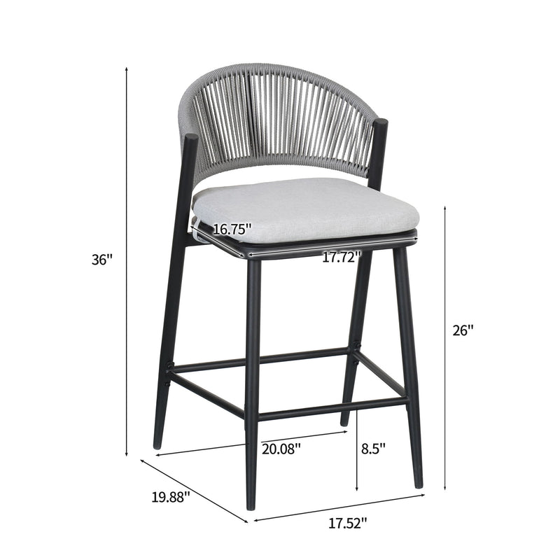 Outdoor 26" Counter Height Metal Frame Counter Stools With Scallop Shaped Backrest & Water Resistant Cushions - R&R Furniture Gallery (Fountain Valley, CA)