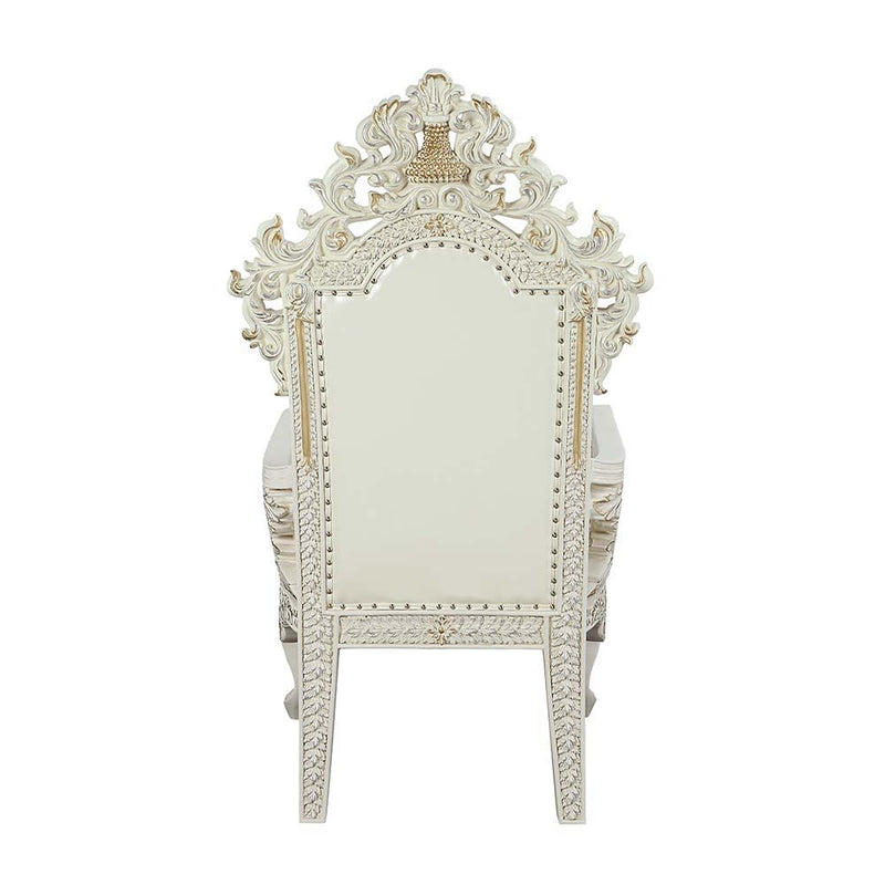 Adara - Arm Chair (Set of 2) - Pearl White Synthetic Leather & Antique White - R&R Furniture Gallery (Fountain Valley, CA)