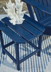 Signature Design by Ashley Sundown Treasure outdoor end table with a rustic wood finish and sturdy legs for patio or garden use.