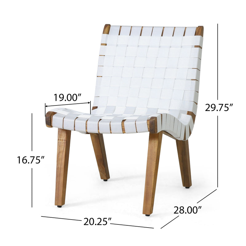 White Charlotte lounge chair by Noble House, modern chair with sleek design and cushioned seat for comfortable seating.