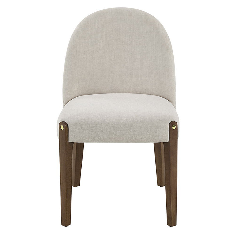Gamarya - Side Chair (Set of 2) - White Fabric & Oak - R&R Furniture Gallery (Fountain Valley, CA)