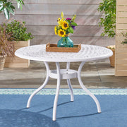 Tranquilius - Outdoor Round Dining Table With Lattice Tabletop, Umbrella Hole And Curved Legs - R&R Furniture Gallery (Fountain Valley, CA)