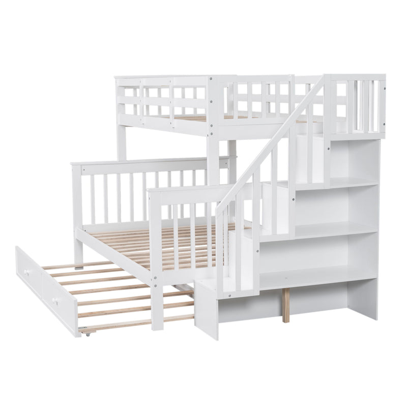 Bunk Bed With Twin Size Trundle, Storage And Guard Rail For Bedroom - R&R Furniture Gallery (Fountain Valley, CA)