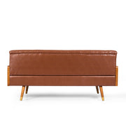 Adelaide - Mid Century Modern Tufted Sofa With Rolled Accent Pillows - Light Brown - R&R Furniture Gallery (Fountain Valley, CA)