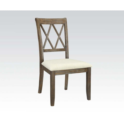 Claudia - Side Chair (Set of 2) - Beige Linen & Salvage Brown - R&R Furniture Gallery (Fountain Valley, CA)