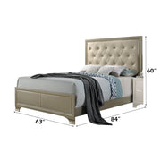 Carine - Queen Bed - Synthetic Leather & Champagne - R&R Furniture Gallery (Fountain Valley, CA)