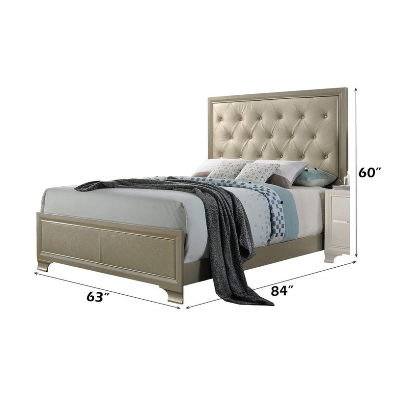 Carine - Queen Bed - Synthetic Leather & Champagne - R&R Furniture Gallery (Fountain Valley, CA)
