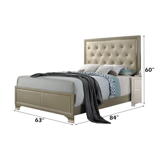 Carine - Queen Bed - Synthetic Leather & Champagne - R&R Furniture Gallery (Fountain Valley, CA)