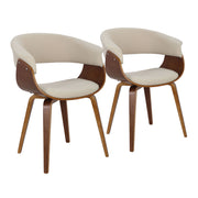 Set of two Lumi Source Vintage Mod mid-century modern dining chairs with sleek wooden frames and upholstered seats.
