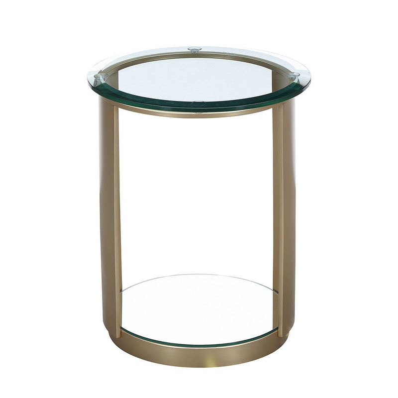 Houston - Round Chairside Table - Brushed Gold - R&R Furniture Gallery (Fountain Valley, CA)
