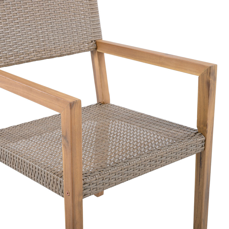 Outdoor Dining Chairs For Patios, Gardens (Set of 2) - Light Brown Multi / Light Teak - R&R Furniture Gallery (Fountain Valley, CA)