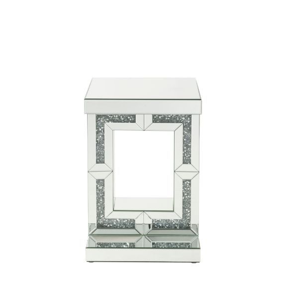 Noralie - 16" Accent Table - Mirrored & Faux Diamonds - R&R Furniture Gallery (Fountain Valley, CA)