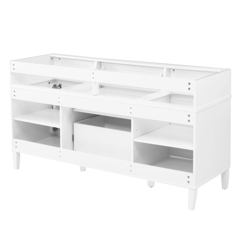 Bathroom Vanity Cabinet Only, 3 Drawers & 2 Doors, Adjustable Shelf, Soft Close Hinges - White