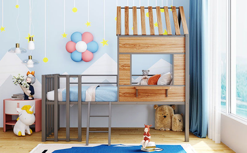 Loft Bed With Roof, Window, Guardrail, Ladder - R&R Furniture Gallery (Fountain Valley, CA)