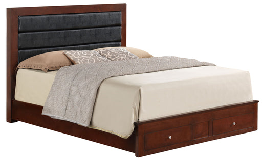 Elegant storage bed by Glory Furniture with built-in drawers, ideal for cozy spaces and efficient bedroom organization.
