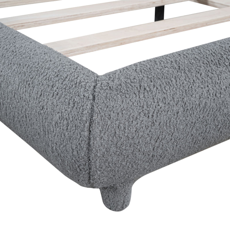 Upholstered Platform Bed With Thick Solid Frame And Stylish Curve-Shaped Design - R&R Furniture Gallery (Fountain Valley, CA)