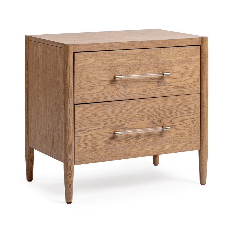 Classic Home Alisen 2 Drawer Napa Grove nightstand with accent design, featuring wood finish and sleek drawer pulls.