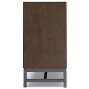 Modern industrial Banting solid wood sideboard with metal frame, designed for stylish dining room storage by Simpli-Home.