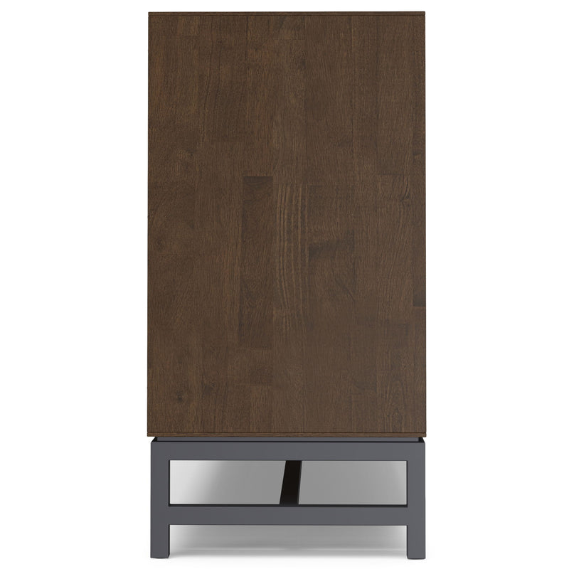 Modern industrial Banting solid wood sideboard with metal frame, designed for stylish dining room storage by Simpli-Home.