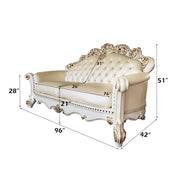 Vendome - Sofa With 5 Pillows - Champagne Synthetic Leather & Antique Pearl - R&R Furniture Gallery (Fountain Valley, CA)