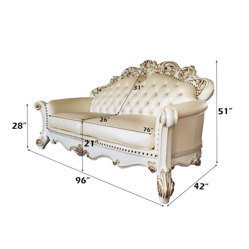 Vendome - Sofa With 5 Pillows - Champagne Synthetic Leather & Antique Pearl - R&R Furniture Gallery (Fountain Valley, CA)